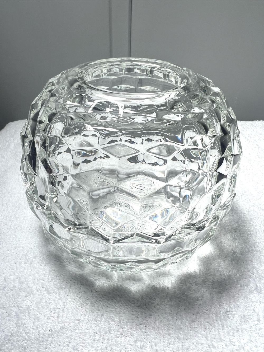 Fostoria For HOMCO Cubist Vintage Glass Ferry Lamp Candle Holder